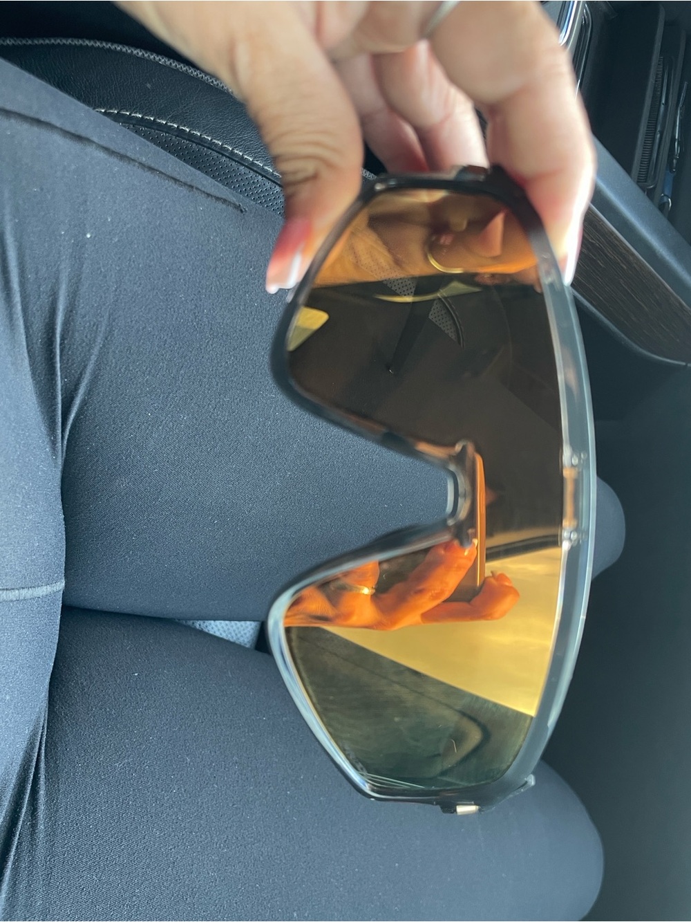 Oakley Shield Sunglasses with Amber/Black Lenses